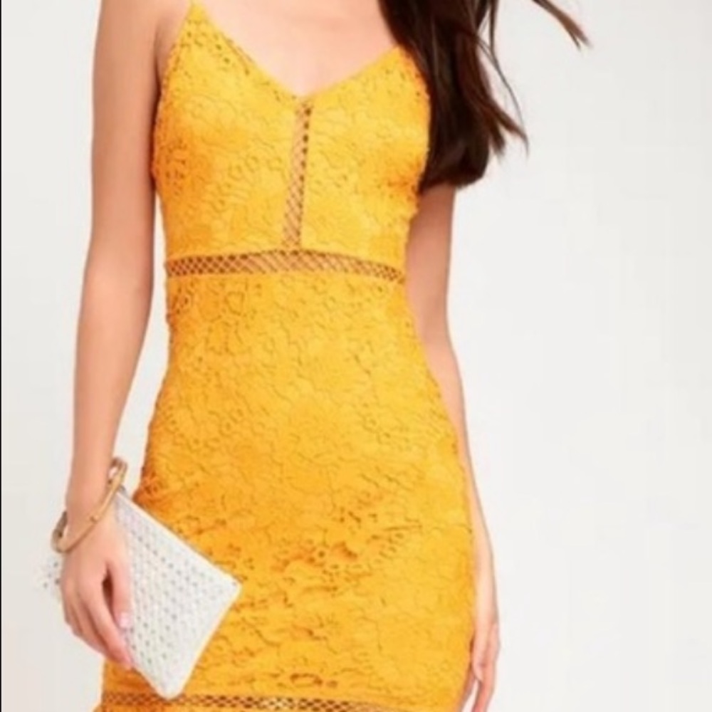 Yellow Lace Mini Dress